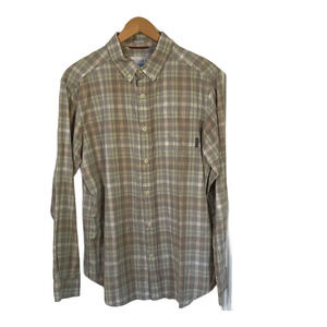 Columbia Cooper Lake Tan Plaid Long Sleeve Button Up Shirt Men's Medium NEW
